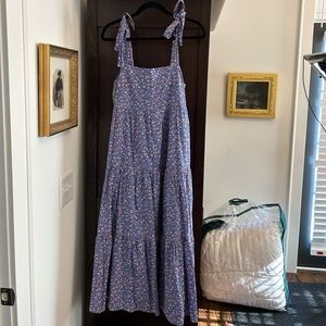 Tie-Strap Tiered Midi Dress in Summer Vines